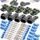 5-Pack (2-PIN) 30Amp Metri-Pack Waterproof Connector Terminals and Seals 12-10awg