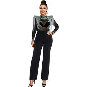 Women's Sparkle Rhinestone Jumpsuits for Women Sexy Party Night Out L