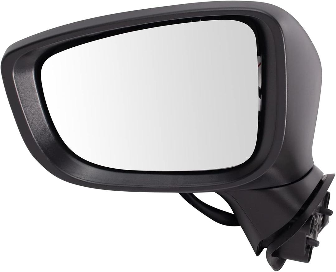 TRQ Driver Side Power Heated Mirror Smooth Black Paint to Match without Blind Spot Compatible with 2017-2018 Mazda 3 MA1320230