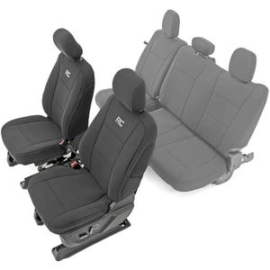 Rough Country Neoprene Seat Covers for 15-22 F-150 |17-22 Super Duty - 91016, Black, Front