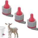 3Pcs Goat Nipple Soft Rubber Sheep Lamb Milk Nipples Soft Rubber Pacifier with Fixed Base for Farm Animal Pet Easy Installation Removal,for Lamb Feeding Small Animal Feeding Supplies (1 Count (Pack of 3), Red+Grey)
