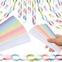 Lincia 600 Sheet Paper Chain Garland Strips 1x8 Inch with Double Sided Tape, DIY Construction Paper Chains for Birthday Wedding Holiday Party Decorations, Crafts Supplies (Macaron)