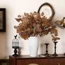 6 Pcs 32in Artificial Fall Faux Oak Branch Fake Oak Faux Fall Leaves Table Centerpieces Artificial Long Stem Greenery Foliage Farmhouse Home Decor for Autumn Thanksgiving (Brown)