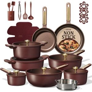 CAROTE 31pcs Nonstick Cookware Sets, Pots and Pans Set with Wok, 31 Piece