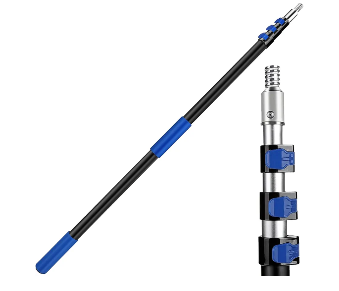 12FT Telescopic Extension Pole | 3-12FT Adjustable Aluminum Paint Roller & Cleaning Pole | Universal Twist-On Metal Tip | Sturdy Multi-Purpose Household Tool for Dusting, Painting & More