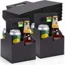 Jetec 50 Pcs 4 Cup Drink Carrier with Handle, Kraft Paperboard Beer Carrier, Disposable Drink Holder for Hot or Cold Drinks, 12-16 oz Bottle Holder for Food Delivery Beverages (Black)
