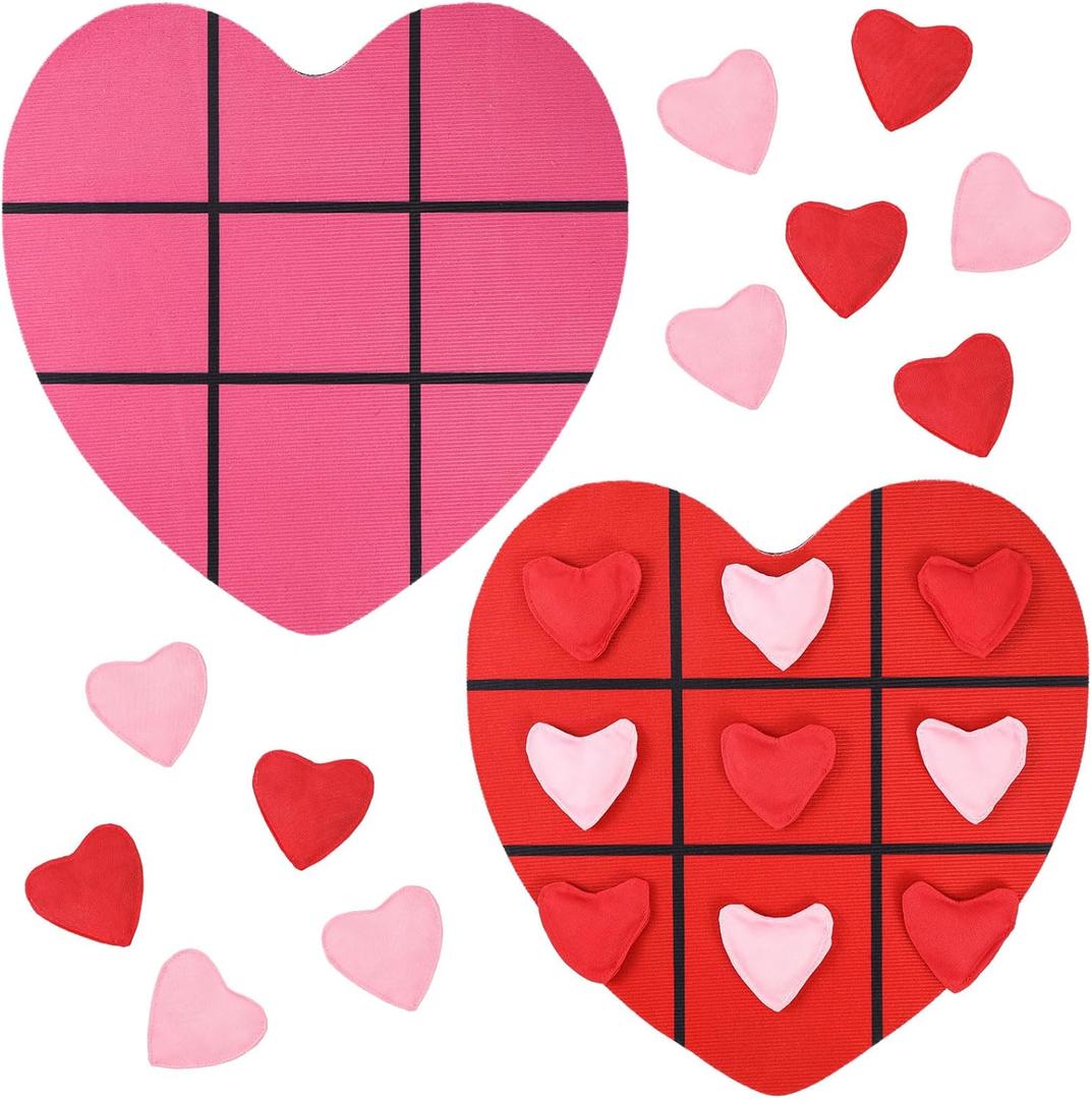 2 Set Tic Tac Toe Game Include 2 Pcs Shaped Mats 20 Bean Bags Toss Activities for Adults Family Indoor Outdoor Party Game