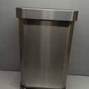 simplehuman 45 Liter / 12 Gallon Liter Rectangular Hands-Free Kitchen Step Trash Can with Soft-Close Lid, Brushed Stainless Steel with Plastic Lid