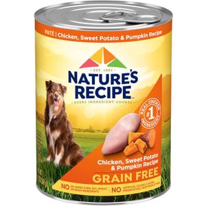 Nature's Recipe Grain Free Wet Dog Food Chicken, Sweet Potato, and Pumpkin Recipe, 13 oz. Can (Pack of 12) BB 3/30/27 Nature's Recipe Grain Free Wet Dog Food Chicken, Sweet Potato, and Pumpkin Recipe, 13 oz. Can (Pack of 12) BB 3/30/27