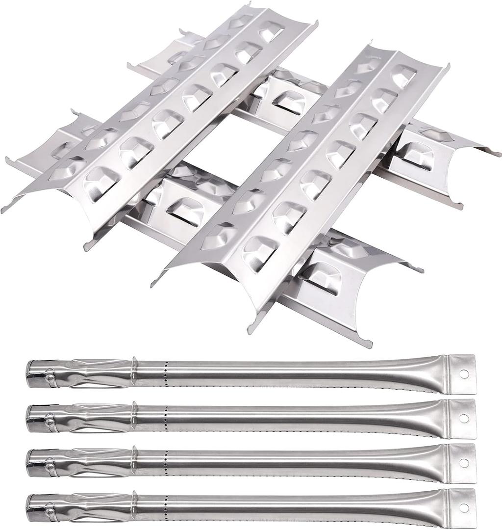 Hipoilk Grill Replacement Parts for Perfect Flame 2518SLN-LPG 2518SL-LPG 2518SL-NG 24137 24138, Stainless Steel Grill Burner Tube, Heat Plates Tent Replacement (4-Pack)