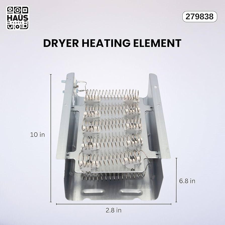 279838 Dryer Heating Element Replacement Part EXACT FITS For Whirlpool Kenmore Maytag Dryers, Replaces 279837 8565582 3398064 3403585 AP3094254 PS3343130 (1)