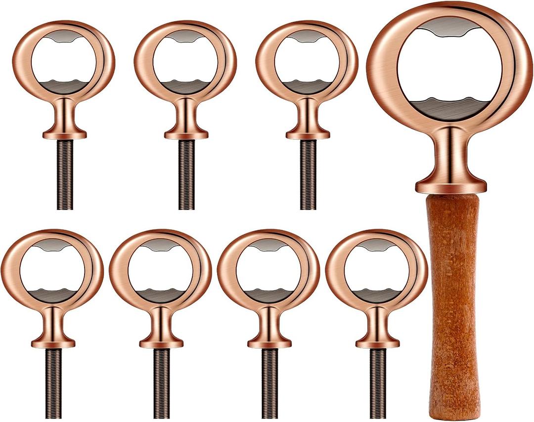 Cunhill 7 Pcs Metal Bottle Opener Bulk Blank Bottle Opener Bulk Open Inserts Kit Threaded Beer Openers Hardware for Wedding Wine Party DIY Project Craft Wood Turning (Bronze)