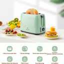 iSiLER 2 Slice Toaster, 1.3 Inches Wide Slot Bagel Toaster with 7 Shade Settings and Double Side Baking, Removable Crumb Tray, Defrost Cancel Function Green