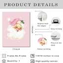 JWVK Prints Pink Vintage Preppy Trendy Christmas Santa Framed Wall Art Canvas Decor Decorations, Pink Christmas Signs Sign, 11x14