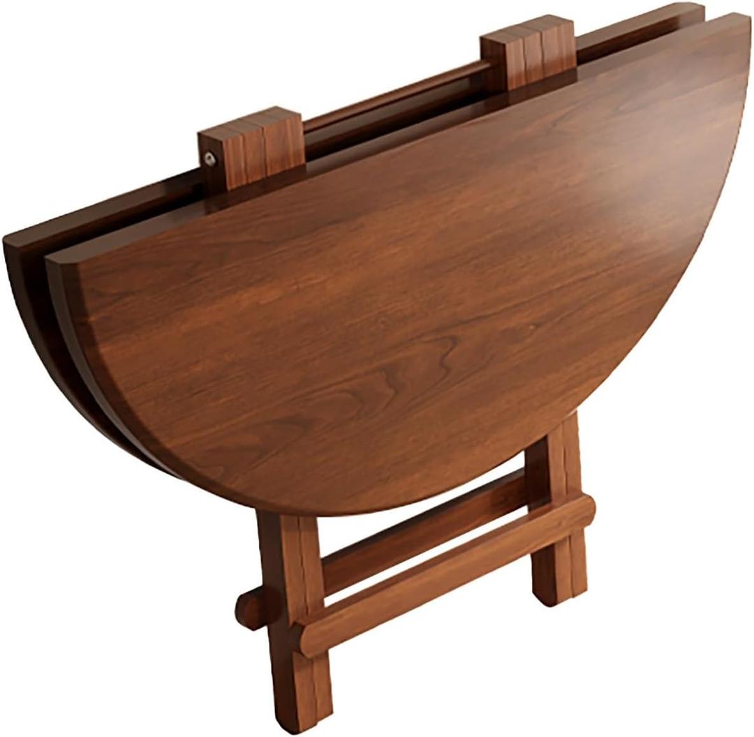 Extendable Dining Table, Wood Kitchen Table, Round Dining Room Table, Folding Dining Kitchen Table, No Installation Required, Brown Dinner Table, Space Saving(100x72cm/39.3x28.3in)