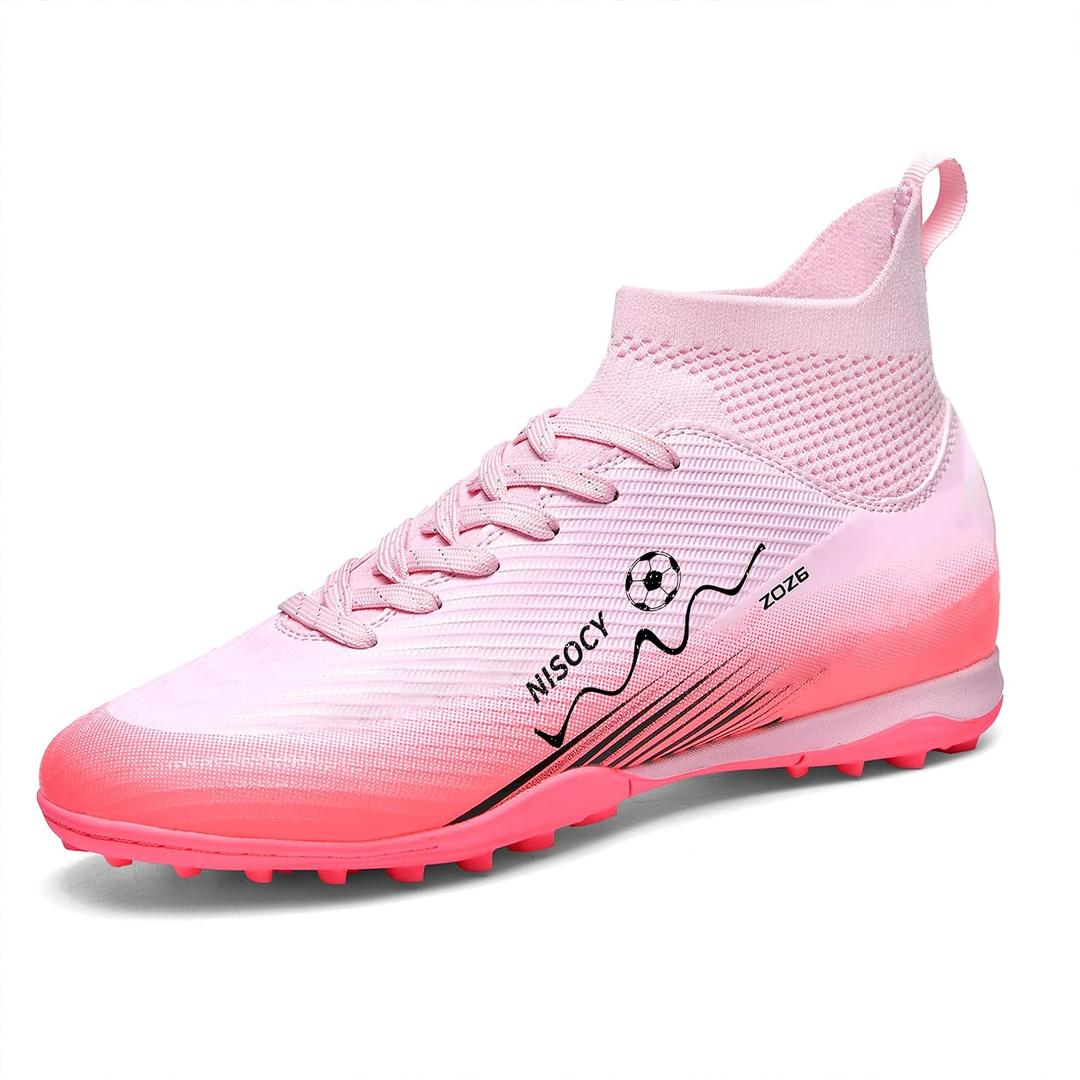 NISOCY Soccer Shoes for Mens Womens Professional Cleats High-Top Athletic Turf Football Shoe Outdoor/Indoor Professional Futsal Football Training Sneaker Size 41