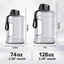 1 Gallon Water Bottle, Water Jug with Time Marker & Straw & Handle,2 Lids