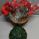 BLEUM CADE Artificial Christmas Flowers Hanging Poinsettias with Basket for Outdoors, Artificial Hanging Red Poinsettias for Xmas Decoration, UV Resistant Faux Flowers Christmas Decorations