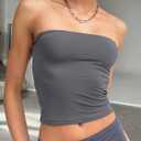 Trendy Queen Womens Tube Tops Strapless Crop Tops Basic Backless Sleeveless Going Out 2026 Spring Outfits Summer Clothes (Gray, S)