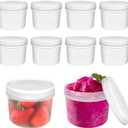10 Pack 12oz Reusable Small Plastic Containers with Screw Lids, Small Food Storage Freezer Containers, Deli Containers Stackable Food Storage Jars, Sauce Condiment Jars Lunch Box Accessories