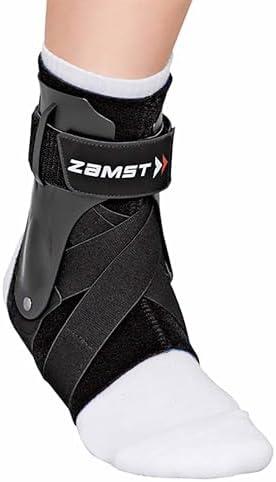 Zamst A2-DX Sports Ankle Brace with Protective Guards For High Ankle Sprains and Chronic Ankle Instability-for Basketball, Volleyball, Lacrosse, Football-Black, Size, Right M