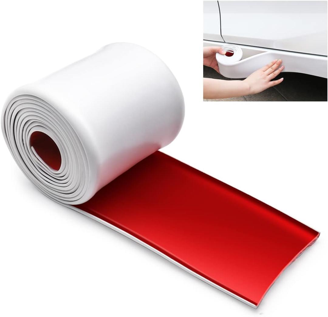 Side Skirts for Cars Universal,Anti-Scratch.Universal Rubber Anti-Scratch Side Skirts Edge Guards.Protector for Sedans, Truck, SUV,Rubber Bumper Protector 8CMx4M(White)