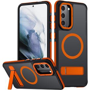 for Samsung Galaxy S21 Plus Case, [Compatible with MagSafe], Adjustable Kickstand,Military Grade Drop Tested, Translucent Matte Phone Case for Galaxy S21 Plus Case (Orange)