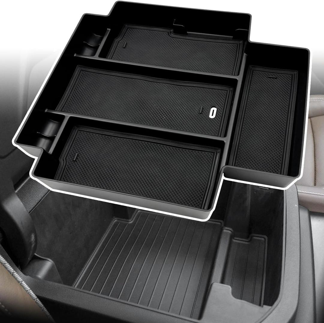 Console Console Organizer Storage Tray Accessories fits for 2024 2023 2022 2021 GMC Yukon Chevy Tahoe Suburban Only Fit for Power Sliding Console (Grey)