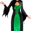 Morph Witch Costume Women, Wicked Costumes For Women, Halloween Costumes For Womens Adult (X-Large, Green)