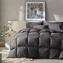 Feather Down Fiber Comforter King Size,Hotel Style Bedding Comforter,750+ Fill Power,1200TC,100% Organic Cotton Fabric,All Season Grey Duvet Insert with 8 Corner Tabs