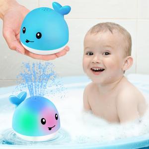 Gigilli Baby Boy Bath Toys, Baby Pool Water Toys, Light Up Whale Fountain Toys for Boys 0-6 6-12 12-18 Months or Kids Ages 1-3 2-4 Ocean Blue