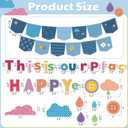4 x Gueevin Back to School Bulletin Board Decoration This is Our Happy Place Bulletin Board Set DIY Paper Cutouts for Classroom First Day of School Chalkboard Wall Decor