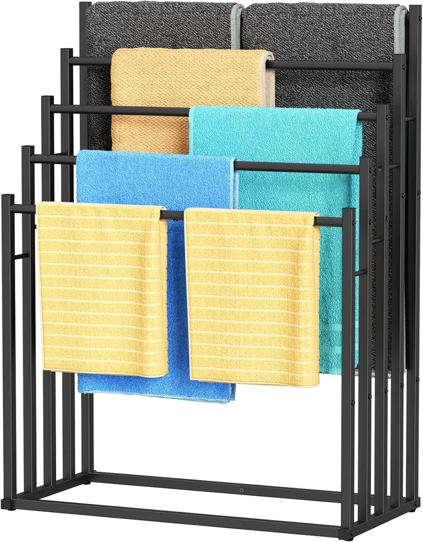 Honiter Towel Racks for Bathroom, 5 Tier Wide Towel Drying Rack Outdoor, Free Standing Towel Rack, Pool Towel Blanket Stand and Display Rack for Oversized Bath Towels