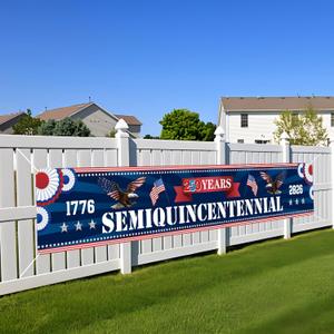 250th Anniversary American Banner Flag, 4th of July Decorations,1776-2026 USA Birthday Premium Banner with Grommets, Decorations for Outdoor, Indoor, Yard, Garden, Porch (Style 2)