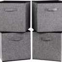 Robuy Cube Storage Bins, 13x15x13 inch Stroage Bin,4-Pack Large Storage Boxes with Handle for Organizing Shelf,Nurery,Home,Colset
