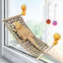VCEPJH Bearded Dragon Window Perch Reptile Window Hammock Natural Seagrass Lizard Lounger Bed with Powerful Suction Cups Climbing Toys Tank Accessories for Gecko Chameleon Basking (15.75 * 7.87)