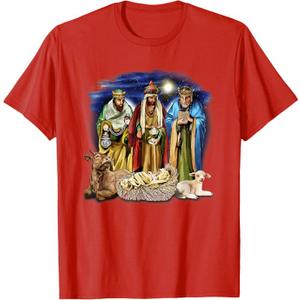 Three Kings Shirt Nativity Scene Christmas story Tres Reyes T-Shirt S