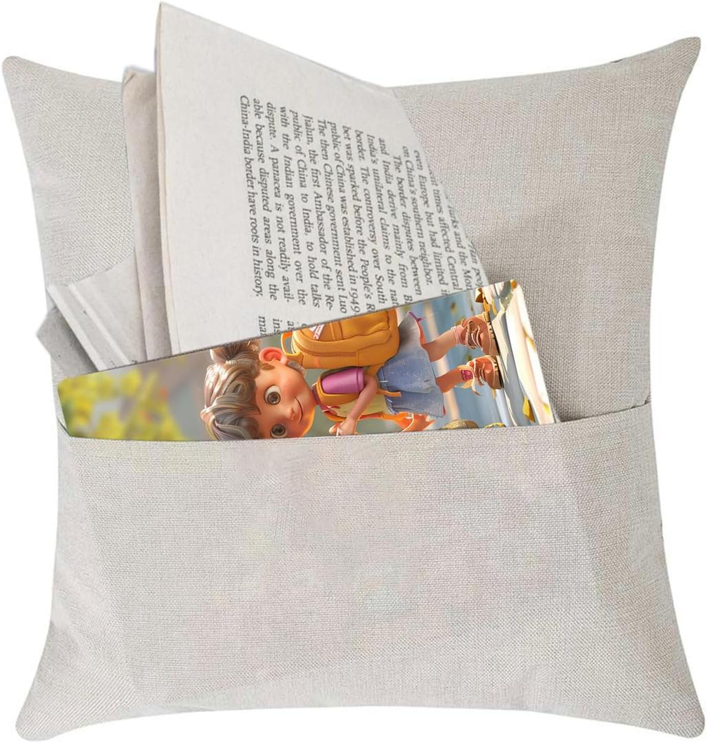 CALCA 10 Pack Pocket Pillow Cases Cover 17.72"x17.72" Sublimation Blanks Linen Pocket Pillowcase Cushion Covers for Heat Transfer DIY