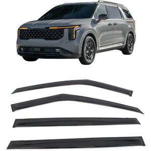IKON MOTORSPORTS Tape on Window Visors Compatible with 2022-2026 Kia Carnival, Acrylic Smoke/Tinted Rain Guards, Side Window Wind Deflectors 4PCS