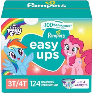 Pampers Training Pants - Easy Ups Girls & Boys - Size 3T-4T, 124 Count, My Little Pony Potty Underwear (Packaging May Vary)