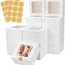 Colovis 30 Pcs White Bakery Boxes with Window, 6 X 6 X 3 Inches, White Paperboard Treat Boxes for Cookies, Pastry, Cookies, Strawberries, Macarons