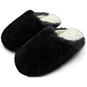 WOJWSKI Men's and Women's Slippers Memory Foam Winter House Slippers Bedroom Shoes Scuff Indoor Warm Slip On (L)
