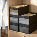 2 x STORAGE MANIAC 4 Pack Storage Bins with Clear Window, Storage Boxes for Shelves, Sturdy Foldable Closet Organization Fabric Shelf Basket for Toy, Towel, Book, Jeans, Offices, Dorm, Wardrobe, Black