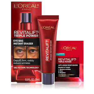 L'Oreal Paris Revitalift Triple Power Eye Bag Instant Eraser, Eye Tightener Treatment to Firm Bags, 0.5 oz + Sample