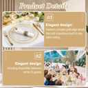 Hioasis 350pcs Clear Gold Plastic Plates - Gold Plastic Dinnerware Set Includes 50 Dinner Plates, 50 Dessert Dinnerware, 50 Cups, 50 Rolled Napkin Cutlery Perfect for Wedding & Party