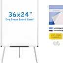 VIZ-PRO Whiteboard Easel, 36 x 24 Inches, Portable Dry Erase Board Height Adjustable With Flipchart Pad