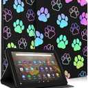 Wazzasoft for Amazon Kindle Fire HD 8/ 8 Plus Tablet Case 10th/ 12th Generation for Women Girls Kids Boys Folio Cover Cute Fashion Design Dog Paw Unique Cool Teens Cases for Kindle Fire Case 8 Inch