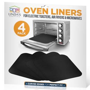 Toaster Oven Liners for Bottom of Oven (3 Pack) Reusable Non-Stick Heat Resistant Toaster Liners, Compatible with Breville, Cuisinart, Black & Decker, Dash, and More - Air Fryer Liners 12"x12" (Black)