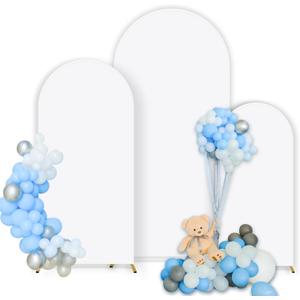 AHIER Set of 3 Spandex Fitted Arch Backdrop Cover, Wedding Round Top Chiara Stand Fabric 2-Sided for Wedding Birthday Party Decoration 4ft, 5ft, 6ft