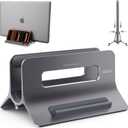 SODI Vertical Laptop Stand for Desk, Gravity Auto Lock MacBook Stand, Aluminum Laptop Holder Vertical Compatible with MacBook Pro, Air, Tablet, Space-Saving Organize Work & Home Office, Gray